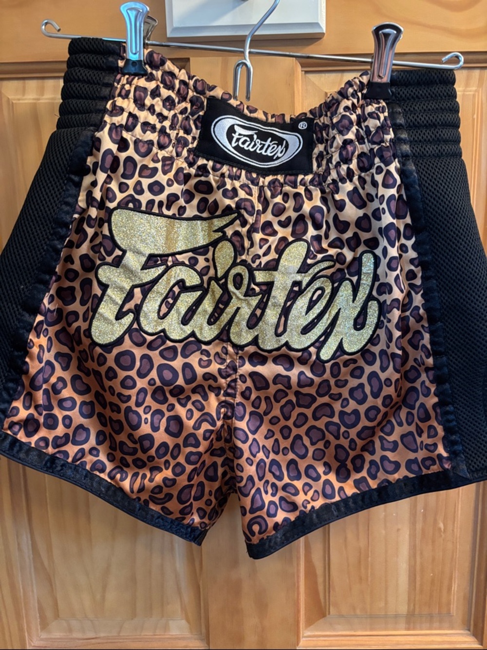 Fairtex Men's Athletic Shorts — Leopard Print Brown with Black